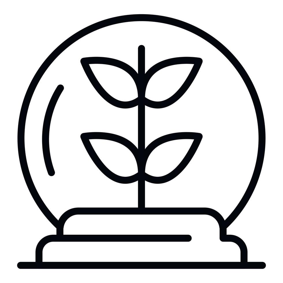 Plant in glass globe icon, outline style vector