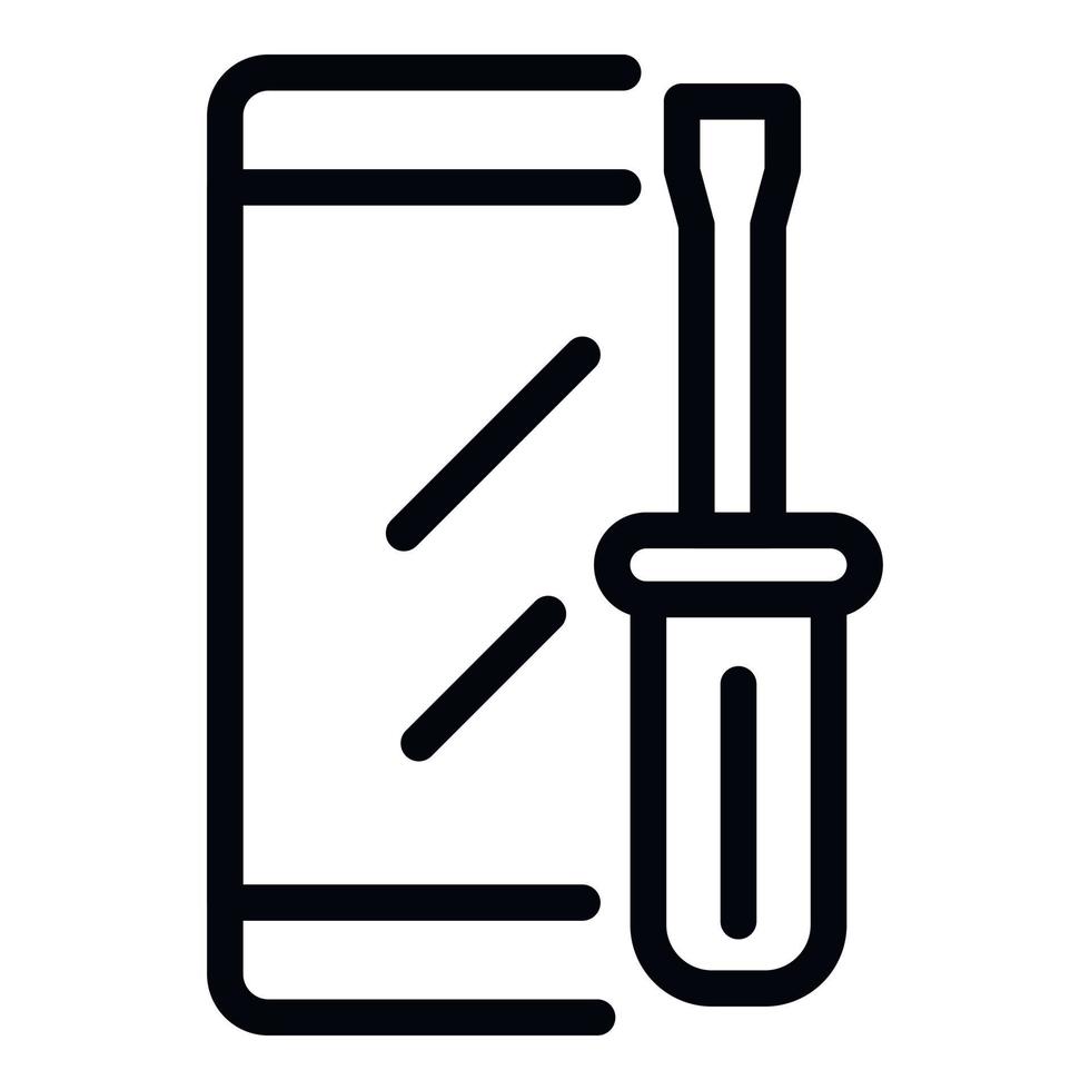 Smartphone screwdriver icon, outline style vector