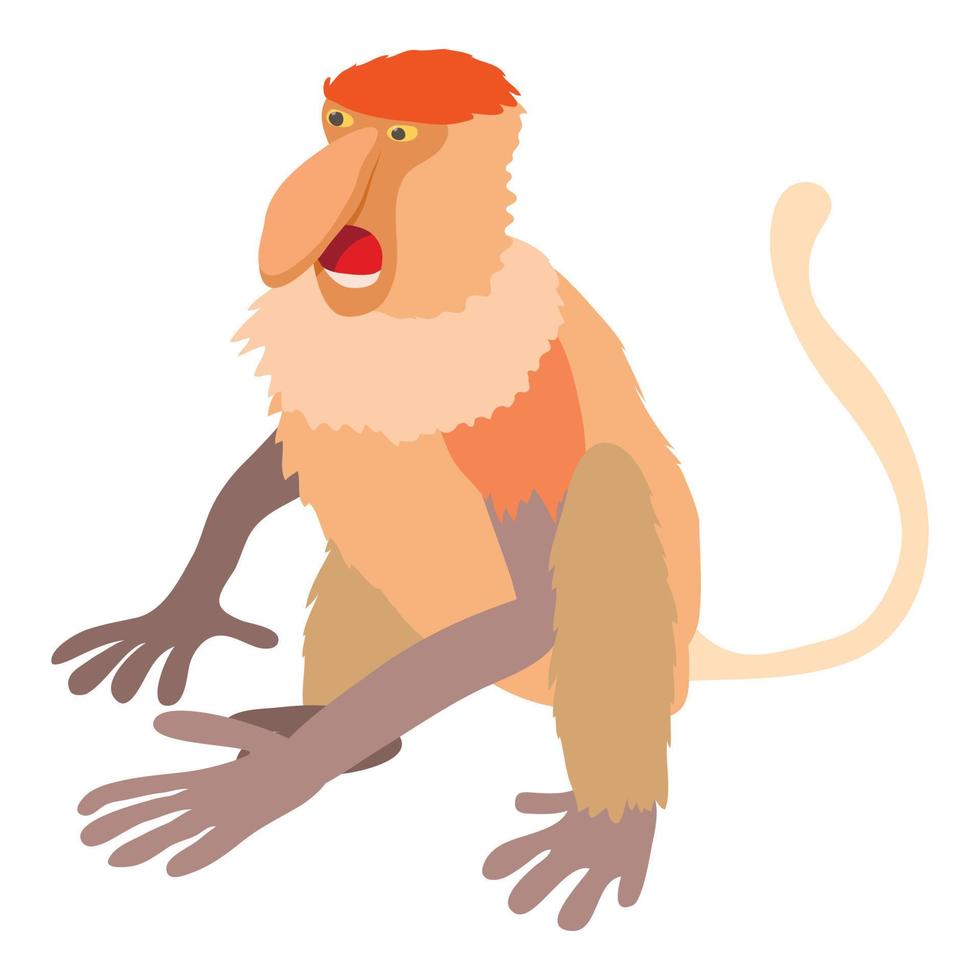 Nasalis monkey icon, cartoon style vector