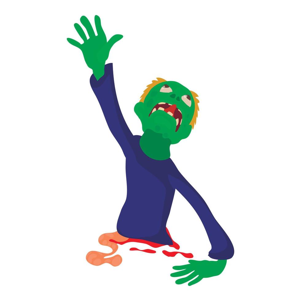 Zombie without lower body icon, cartoon style vector