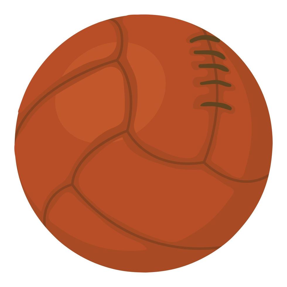 Old volleyball ball icon, cartoon style vector