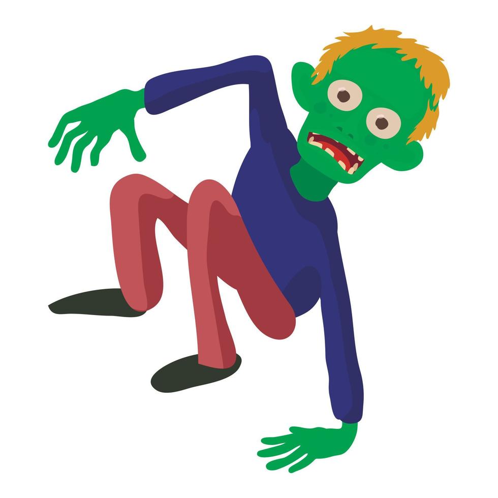 Zombie on the floor icon, cartoon style vector