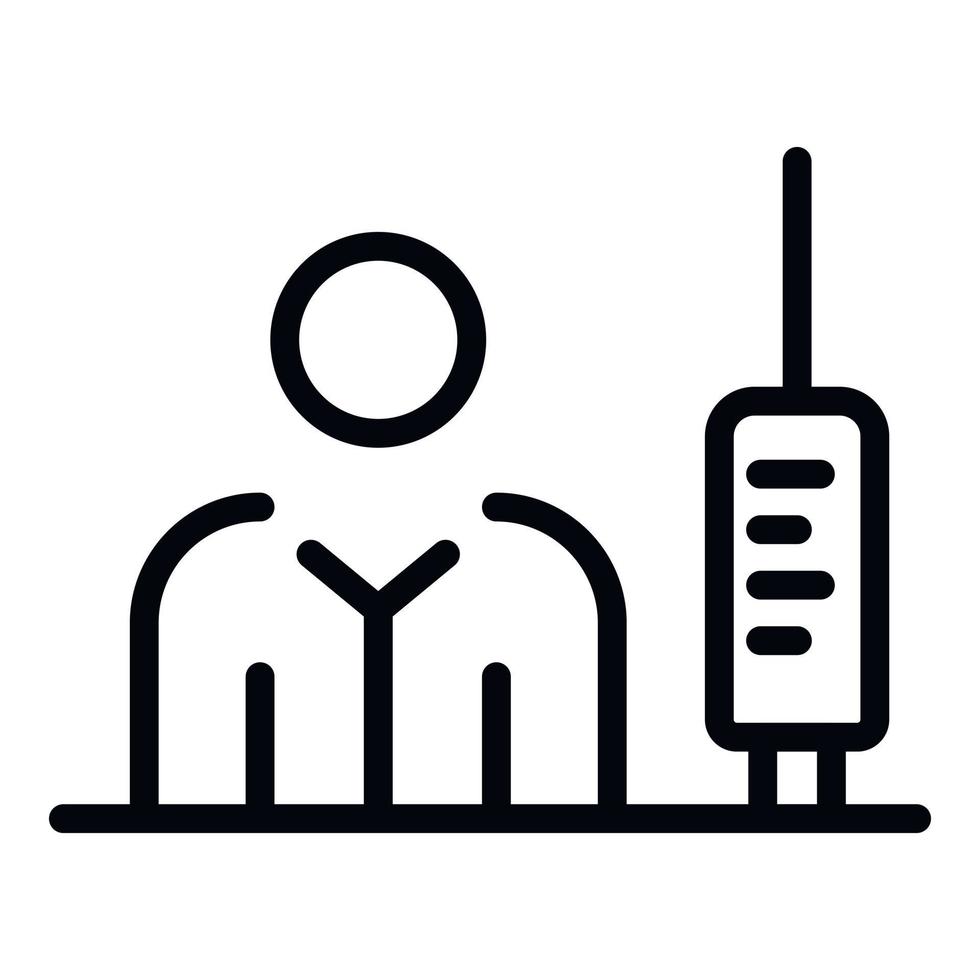 icono de jeringa de inmunización, estilo de esquema vector