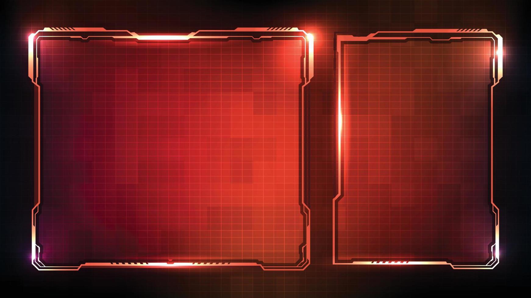 abstract futuristic background of red glowing technology sci fi frame hud ui vector