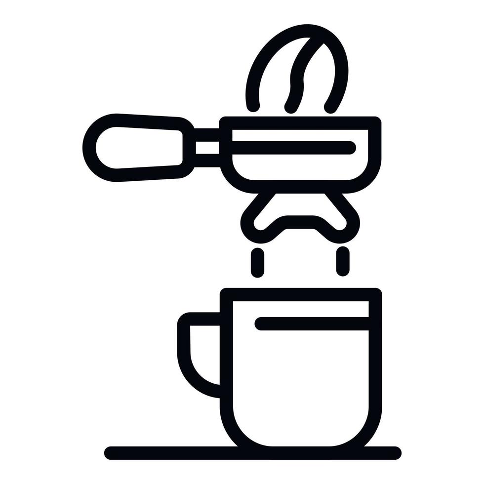 porta café e icono de taza, estilo de contorno vector