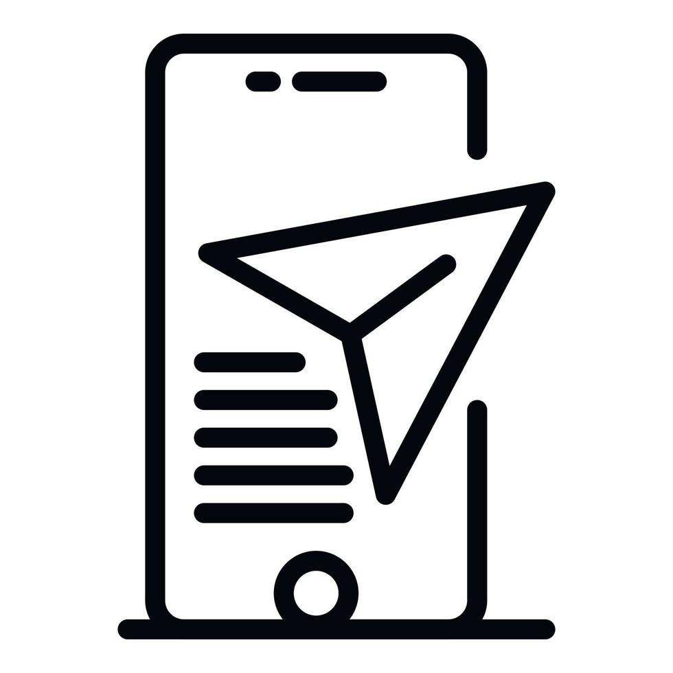 Smartphone travel navigation icon, outline style vector