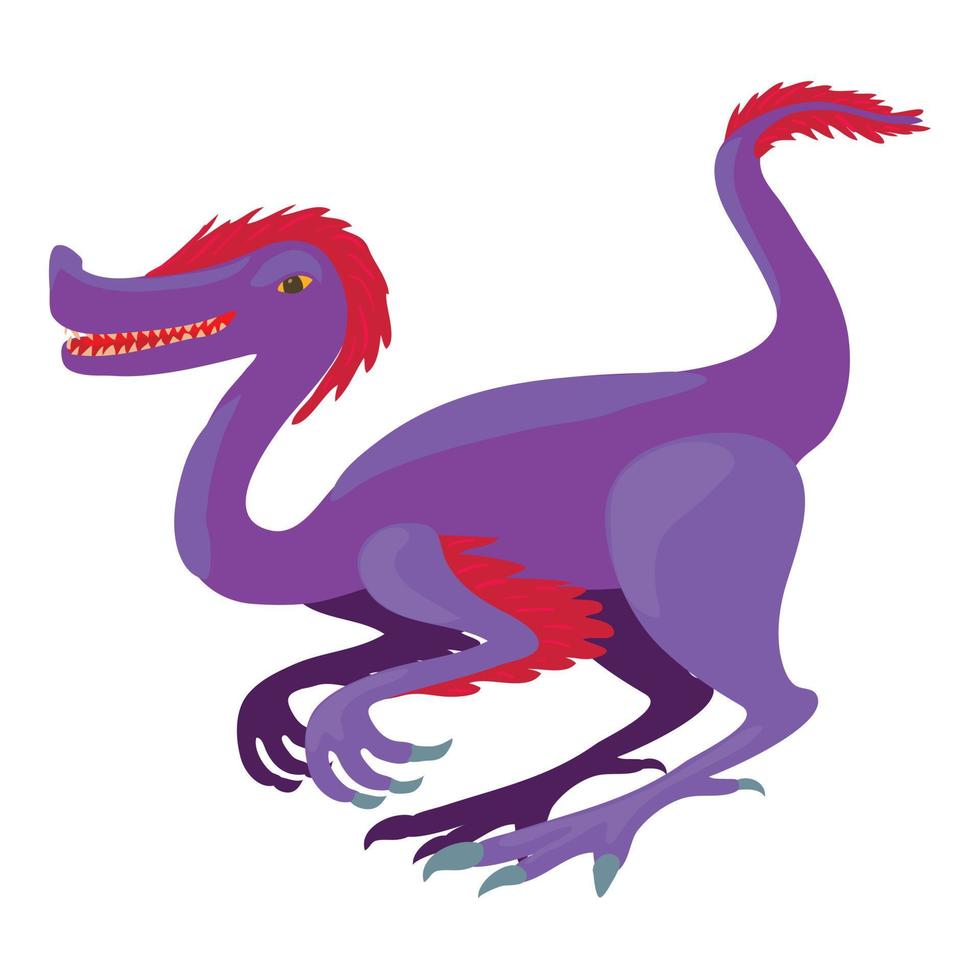 icono de dinosaurio púrpura, estilo de dibujos animados vector