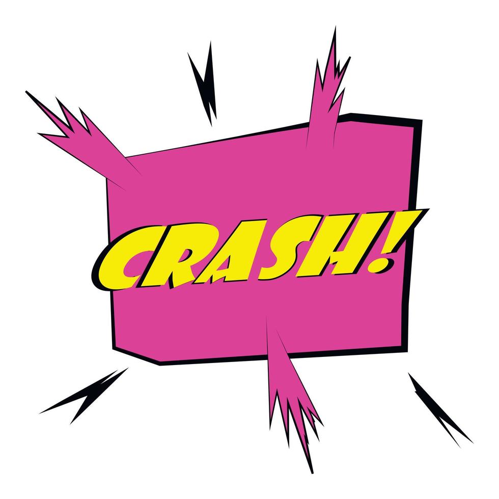 Crash, explosion speech bubble icon, cartoon style vector