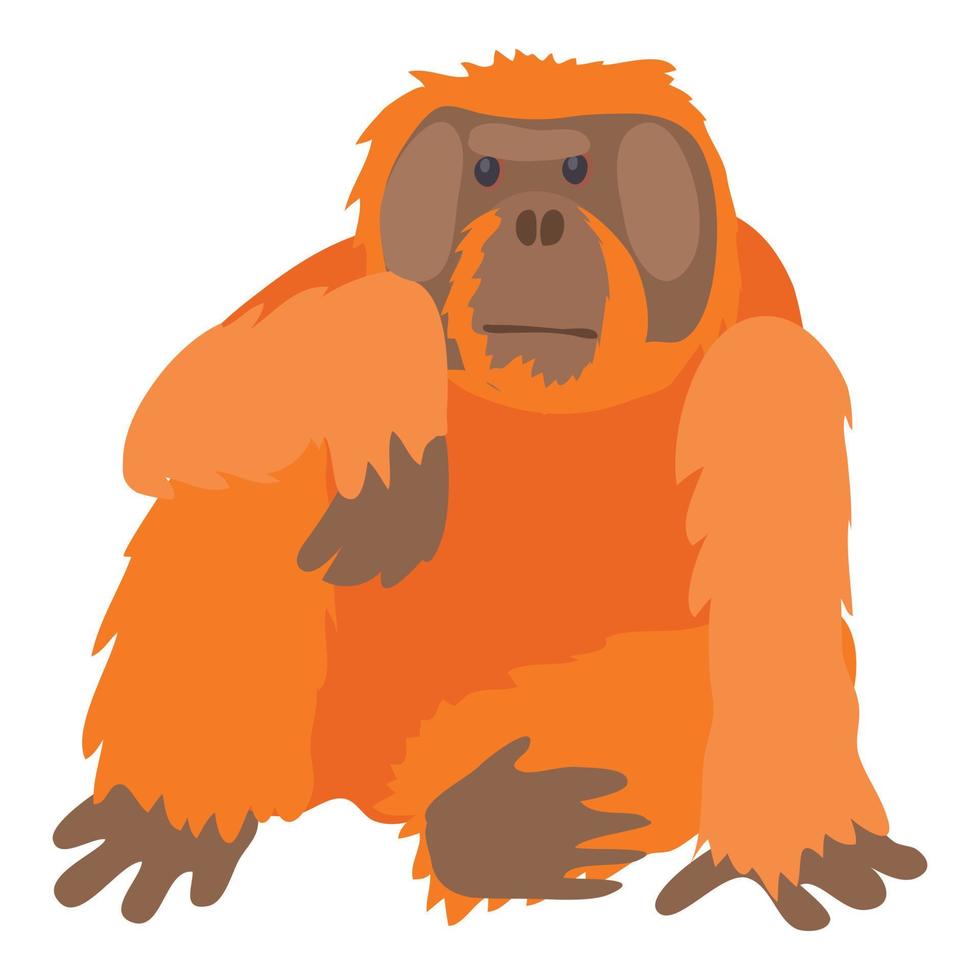 Orangutan icon, cartoon style vector
