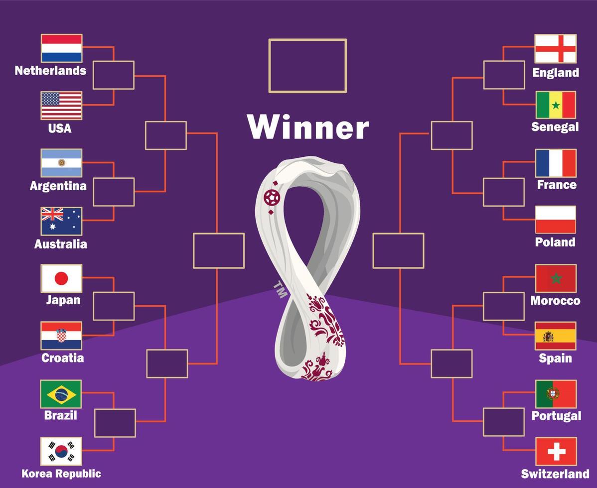 banderas emblema países con nombres y copa mundial de la fifa qatar 2022 diseño de logotipo símbolo fútbol final vector países equipos de fútbol ilustración