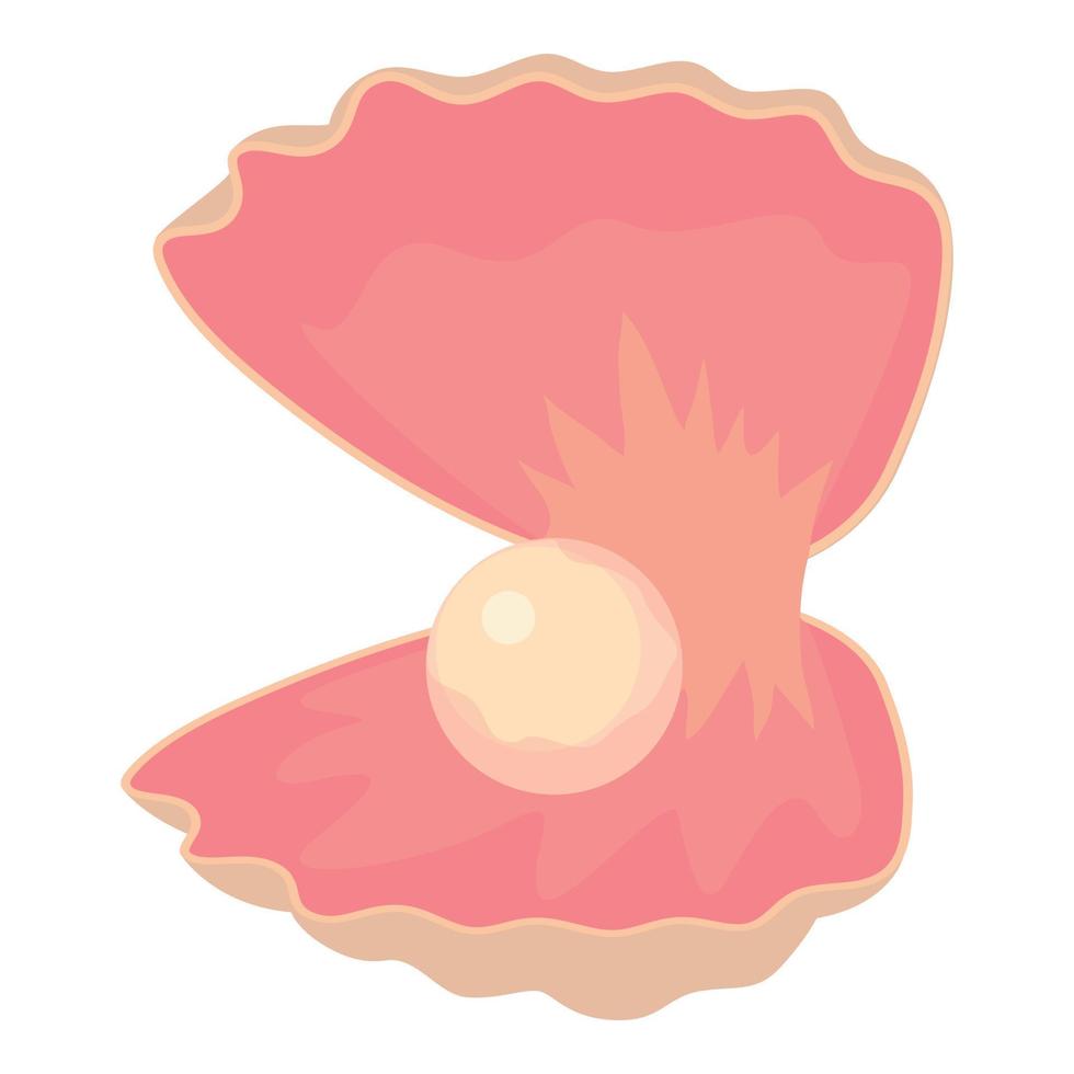 Pearl shell icon, cartoon style vector