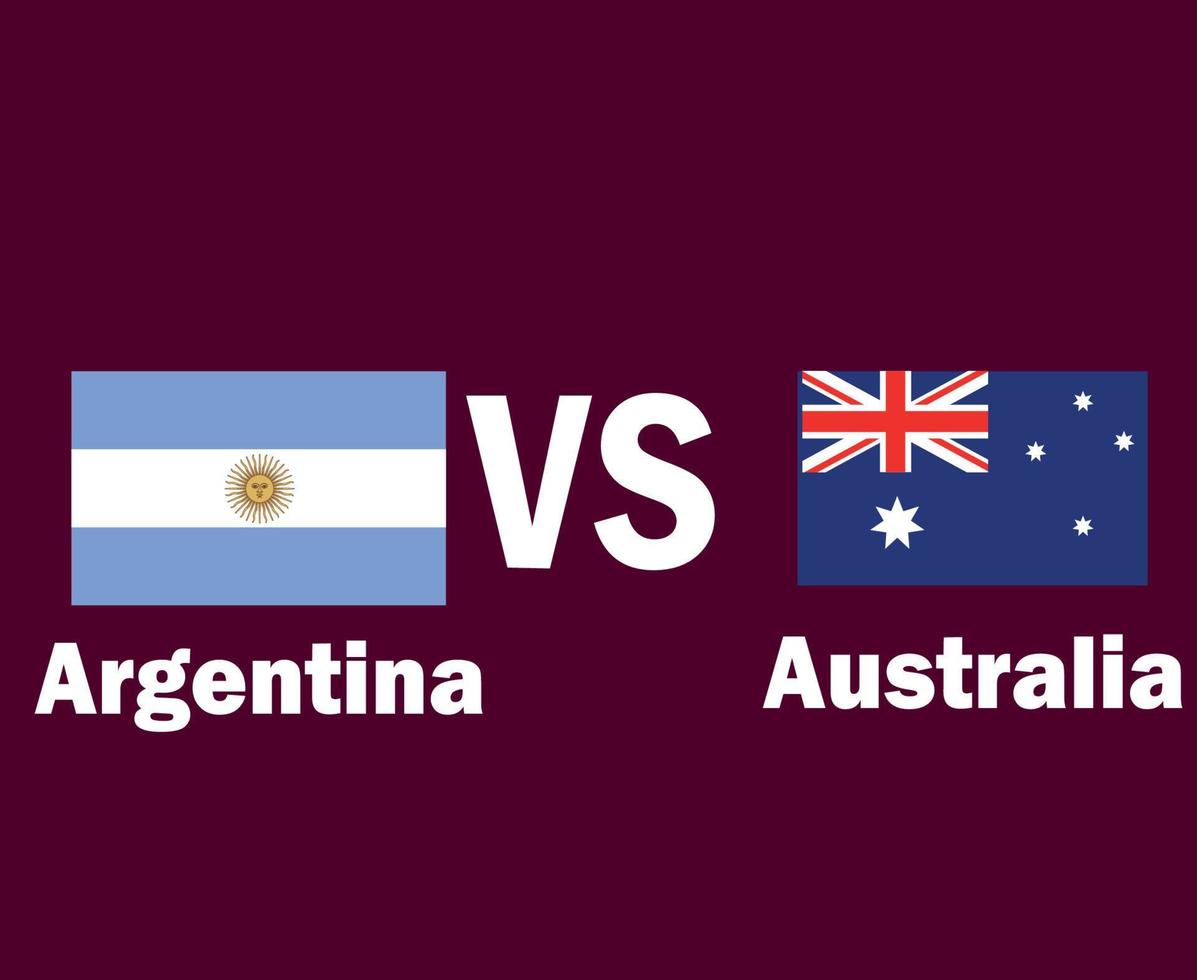 emblema de la bandera de argentina y australia con diseño de símbolo de nombres ilustración de equipos de fútbol de países latinoamericanos y asiáticos vector final de fútbol de américa latina y asia