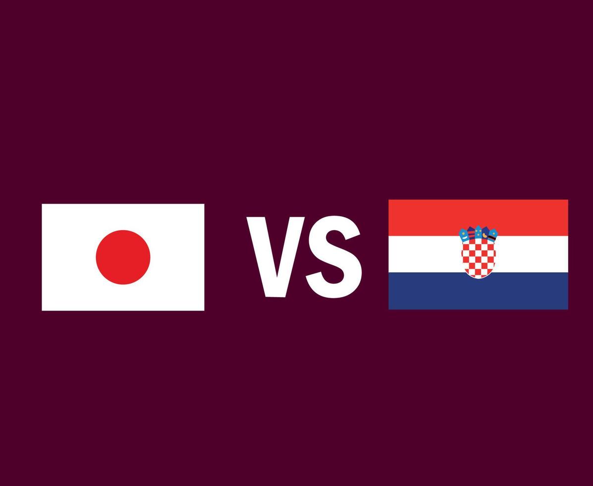 diseño de símbolo de emblema de bandera de japón y croacia vector final de fútbol de asia y europa ilustración de equipos de fútbol de países asiáticos y europeos