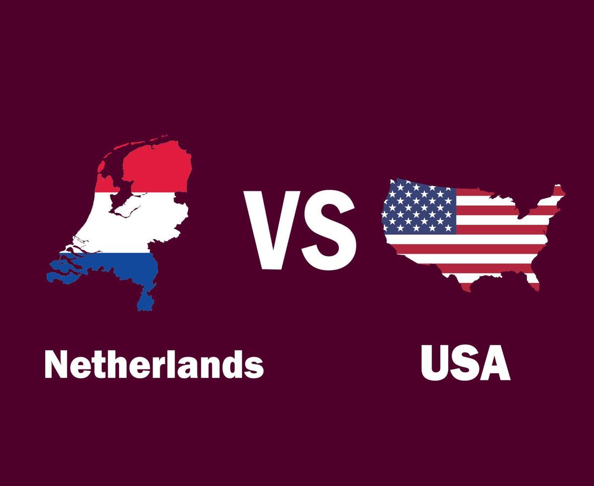 Netherlands And United States Map With Names Symbol Design Europe And North America football Final Vector Europen And North American Countries Football Teams Illustration