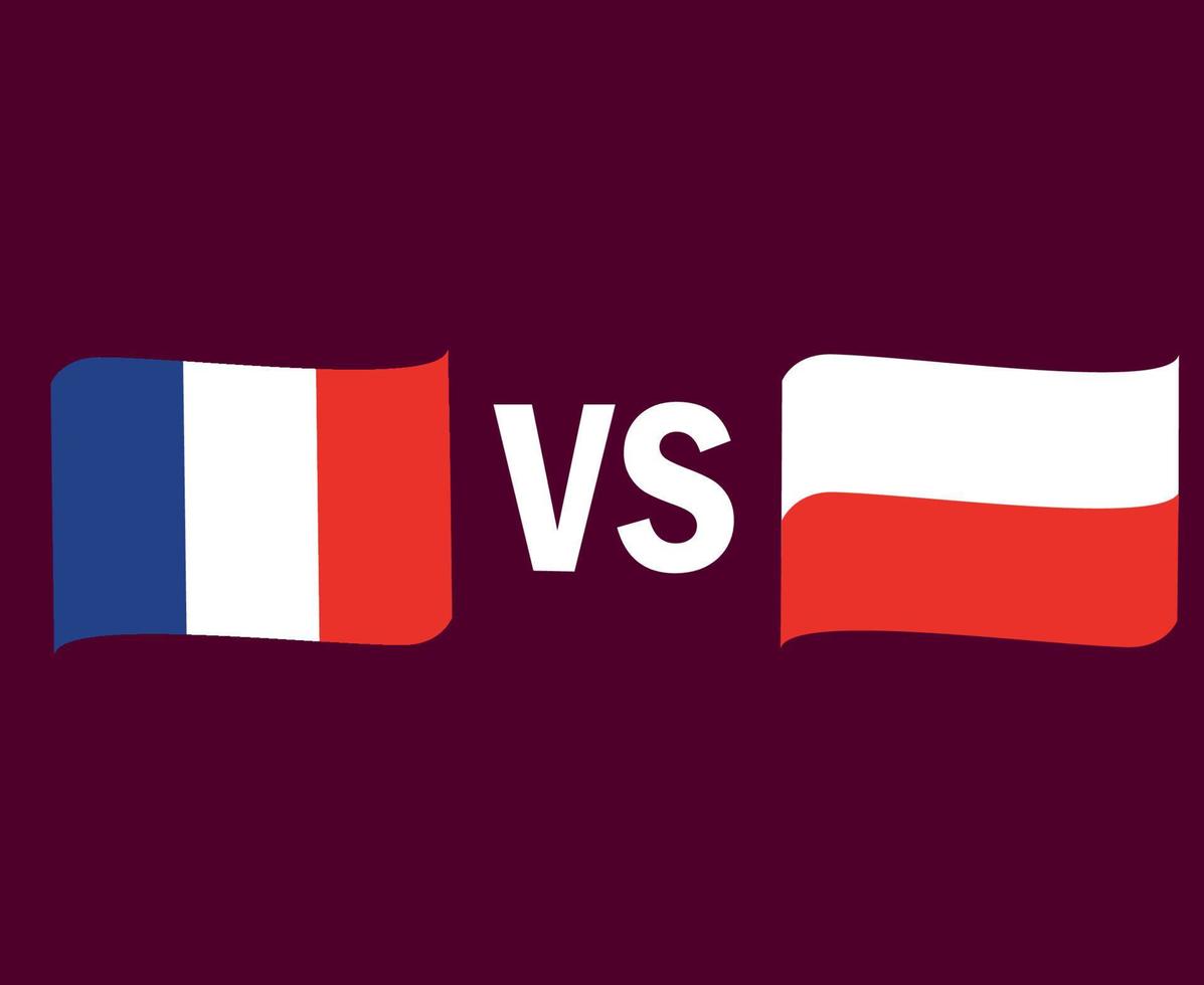 France And Poland Flag Ribbon Symbol Design Europe football Final Vector European Countries Football Teams Illustration
