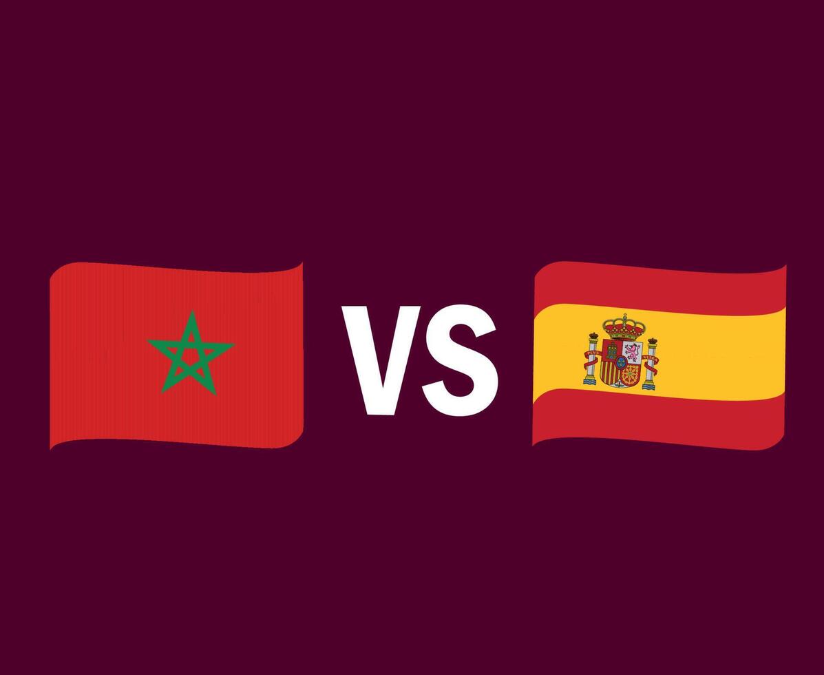Morocco And Spain Flag Ribbon Symbol Design Europe And Africa football