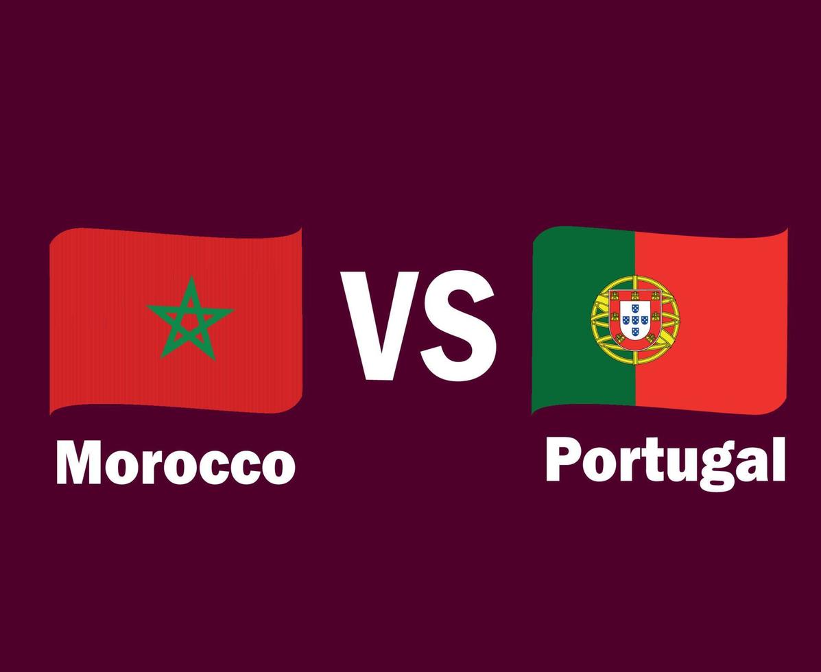 cinta de bandera de marruecos y portugal con diseño de símbolo de nombres ilustración de equipos de fútbol de países europeos y africanos vector final de fútbol de europa y áfrica