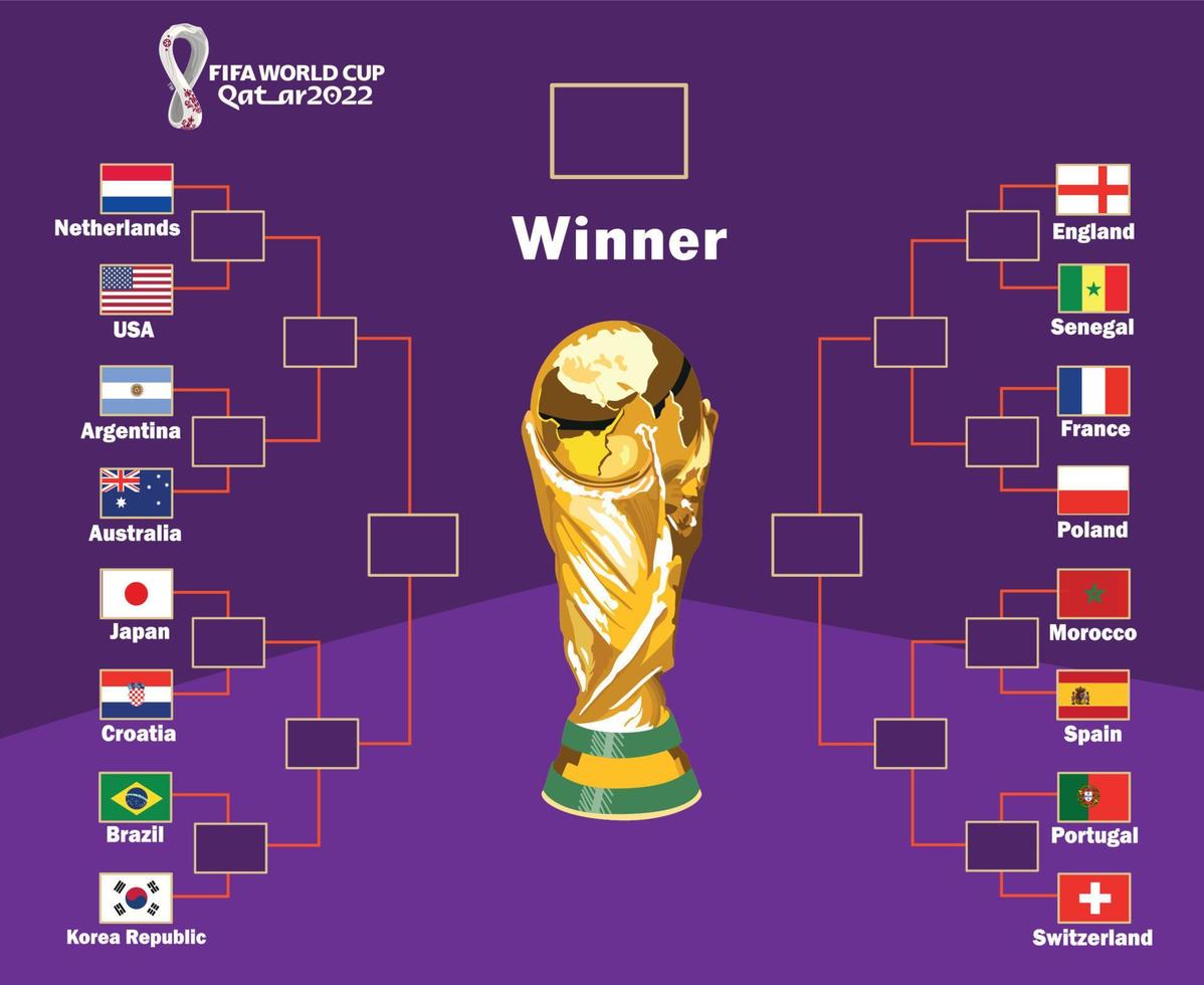 copa mundial de la fifa qatar 2022 logotipo oficial y trofeo con emblema banderas países símbolo diseño fútbol final vector países equipos de fútbol ilustración