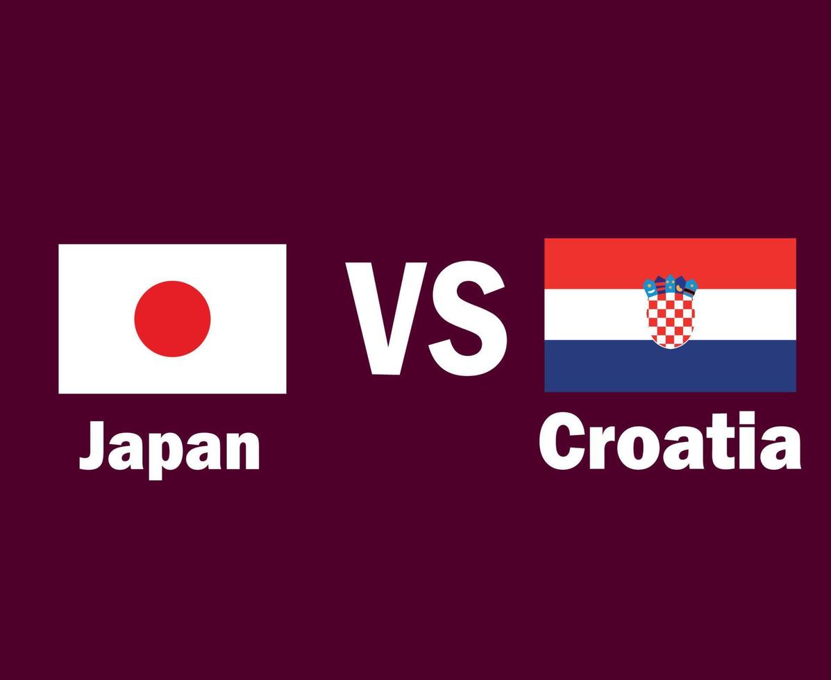 Japan And Croatia Flag Emblem With Names Symbol Design Asia And Europe football Final Vector Asian And European Countries Football Teams Illustration