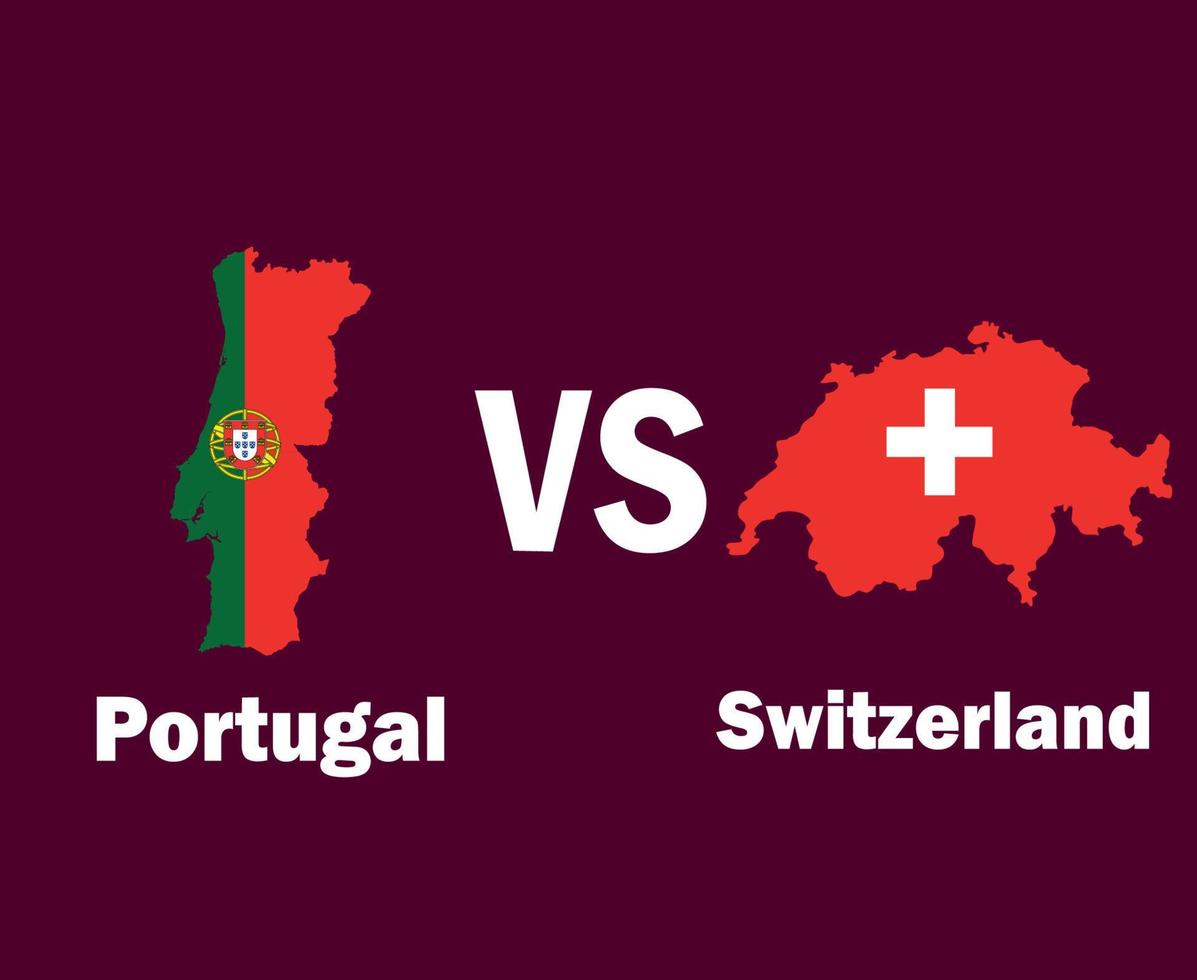 bandera de mapa de portugal y suiza con diseño de símbolo de nombres vector final de fútbol de europa ilustración de equipos de fútbol de países europeos