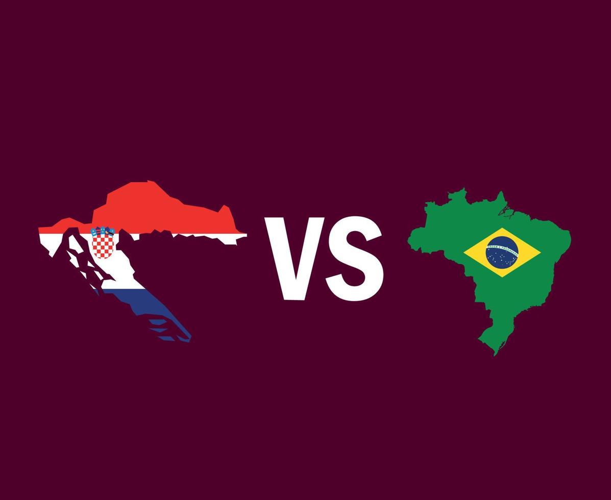 diseño de símbolo de bandera de mapa de croacia y brasil vector final de fútbol de américa latina y europa ilustración de equipos de fútbol de países de américa latina y europea