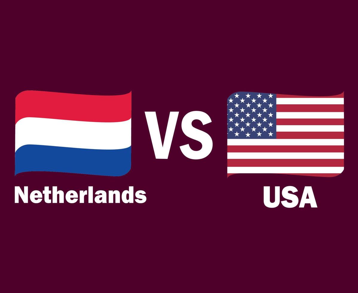 Netherlands And United States Flag Ribbon With Names Symbol Design Europe And North America football Final Vector European And North American Countries Football Teams Illustration
