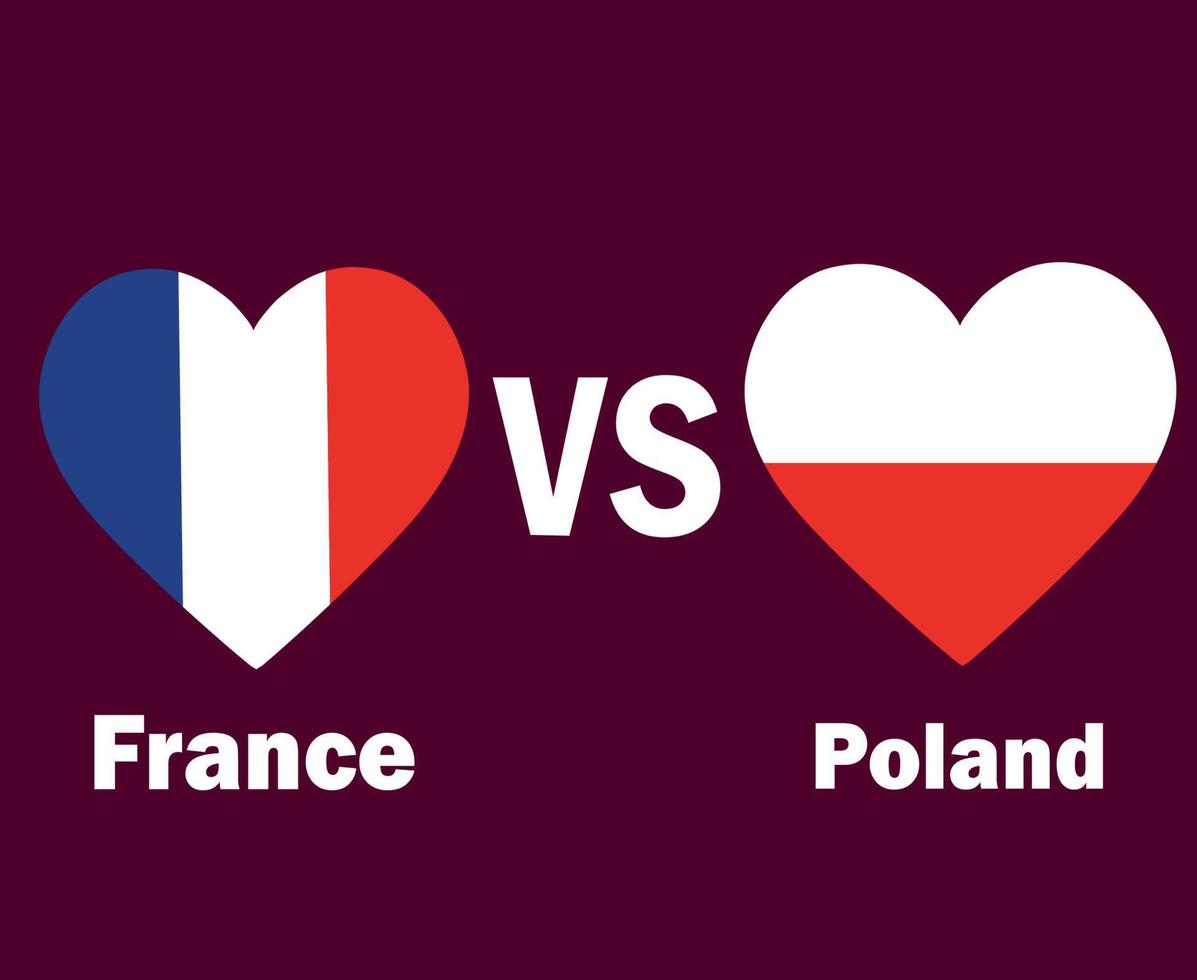 France And Poland Flag Heart With Names Symbol Design Europe football Final Vector European Countries Football Teams Illustration
