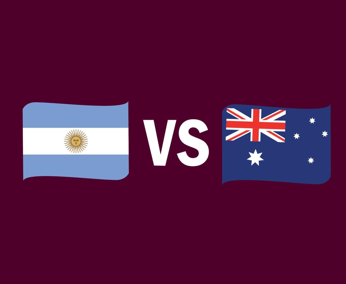 diseño de símbolo de cinta de bandera de argentina y australia vector final de fútbol de américa latina y asia ilustración de equipos de fútbol de países de américa latina y asia