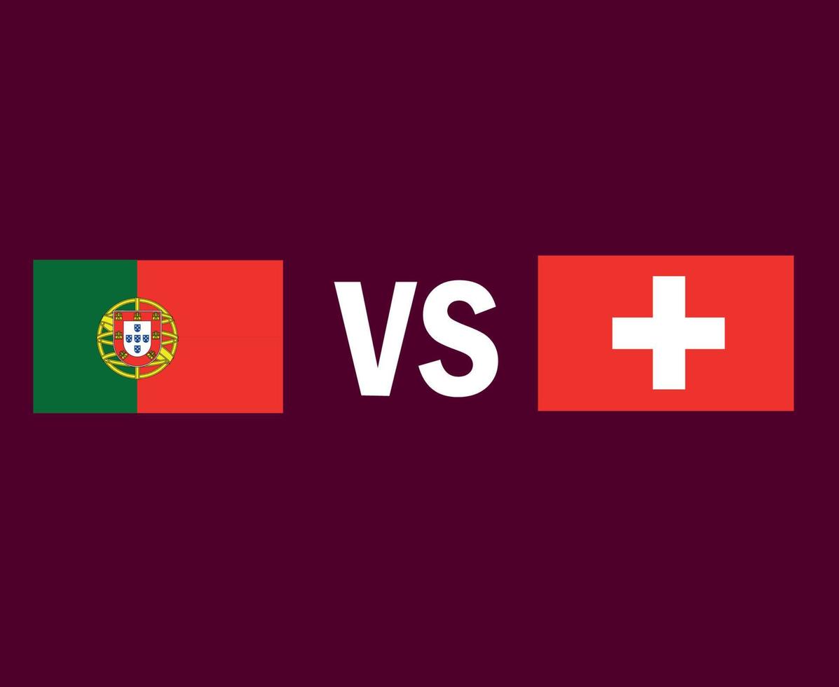 diseño de símbolo de emblema de bandera de portugal y suiza vector de final de fútbol de europa ilustración de equipos de fútbol de países europeos