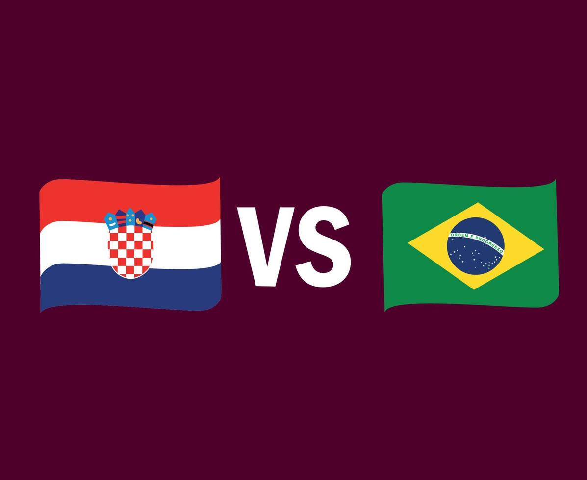 diseño de símbolo de cinta de bandera de croacia y brasil vector final de fútbol de américa latina y europa ilustración de equipos de fútbol de países de américa latina y europea