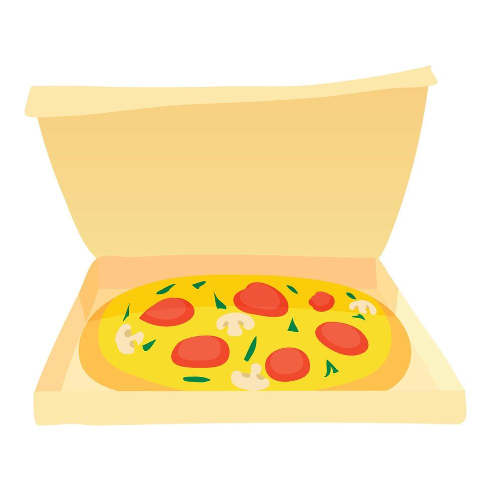 Pizza icon, cartoon style vector