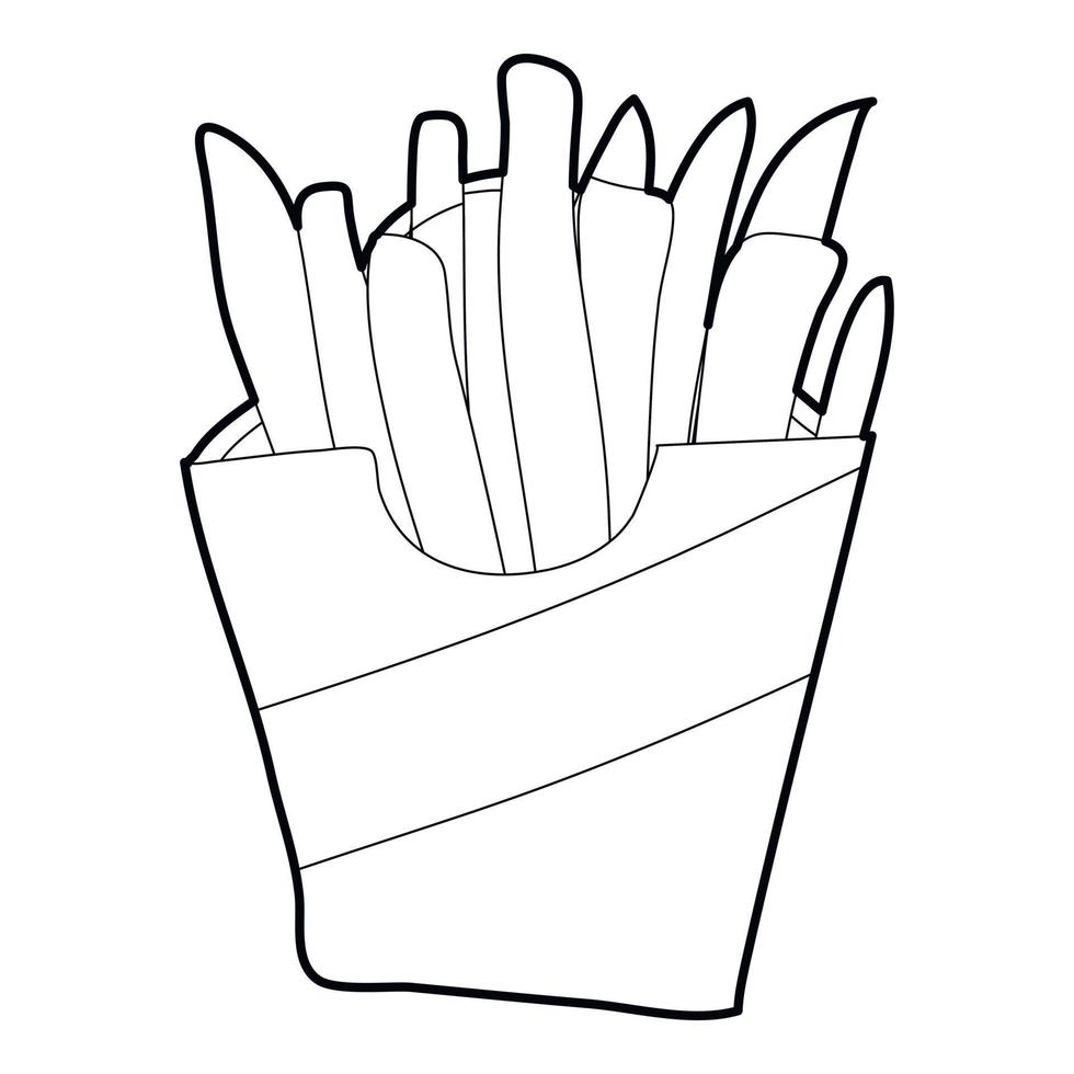 icono de patata fri, estilo de esquema vector