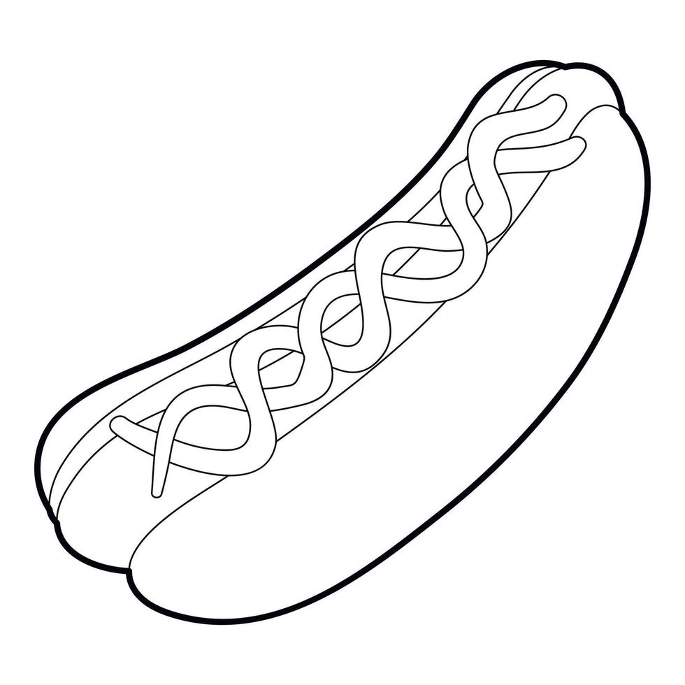 Hot dog icon, outline style vector