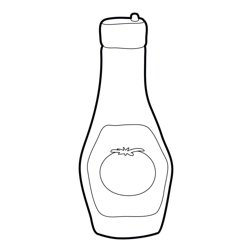 icono de botella de ketchup, estilo de esquema vector