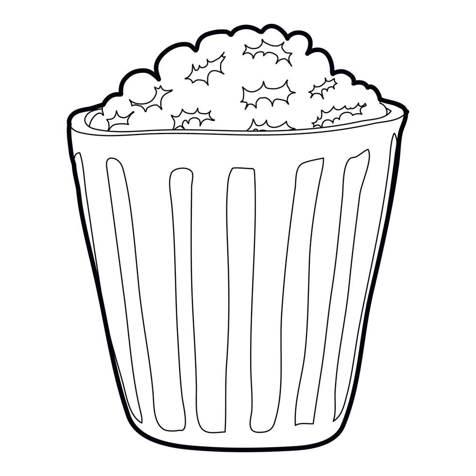 Popcorn icon, outline style vector