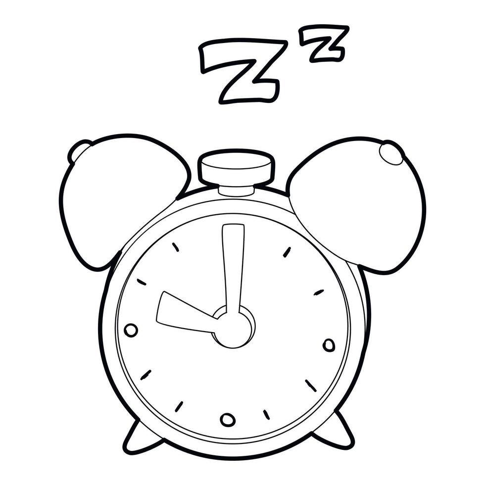 Alarm clock icon, outline style vector