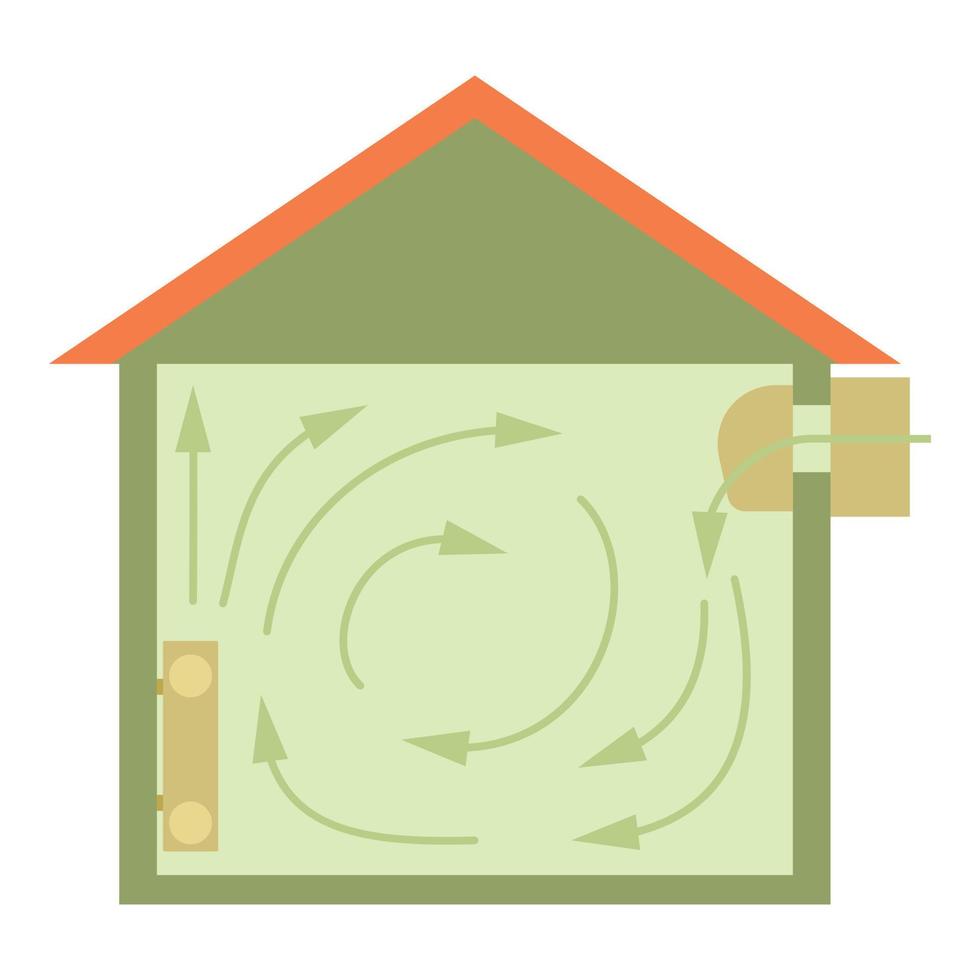 Ventilated home icon, cartoon style vector