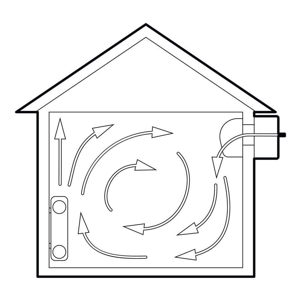 Ventilated home icon, outline style vector