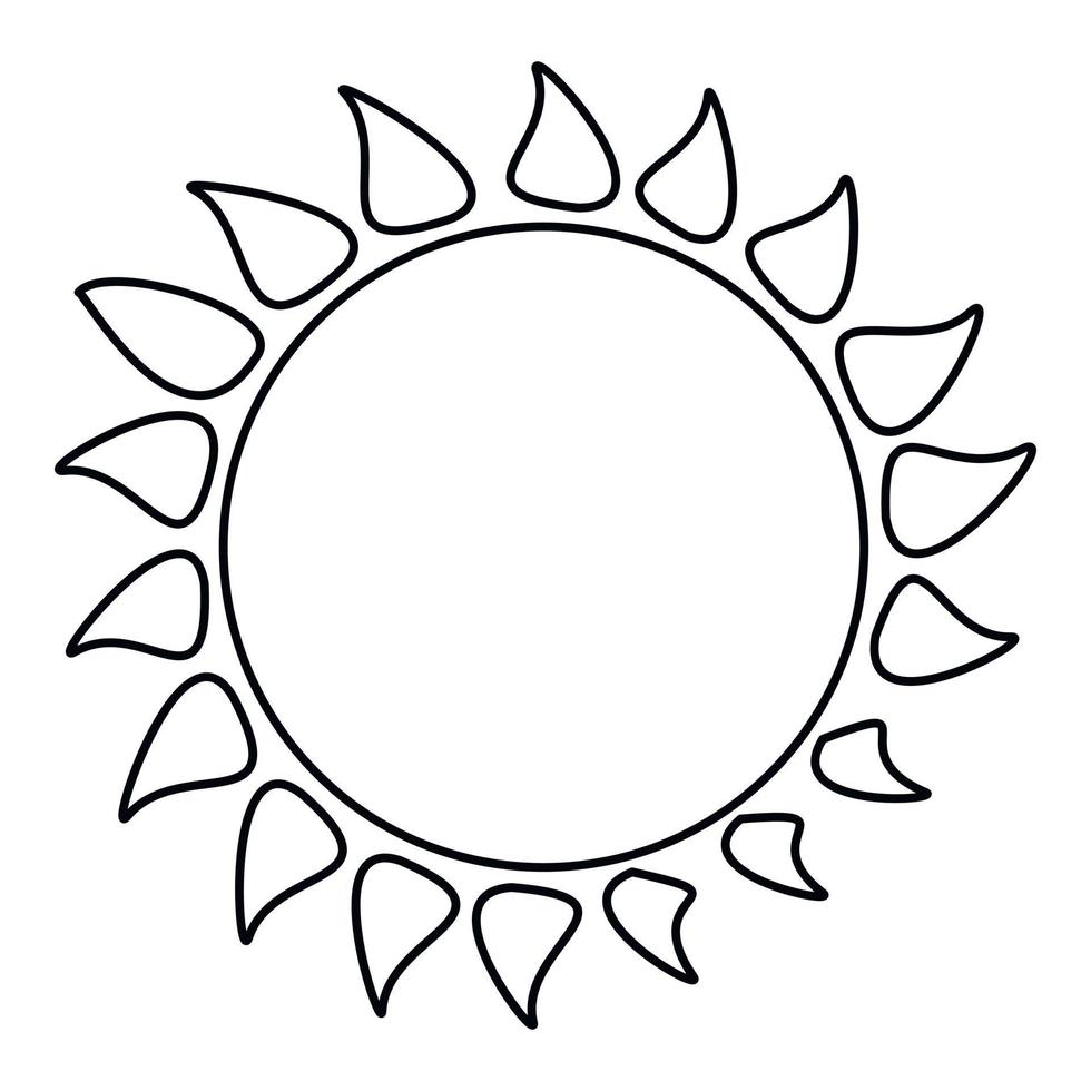 Hot sun icon, outline style vector