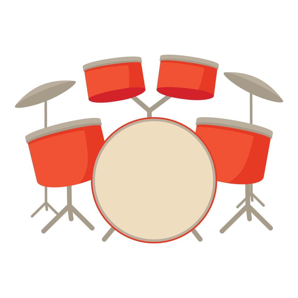 Drum set icon, cartoon style vector