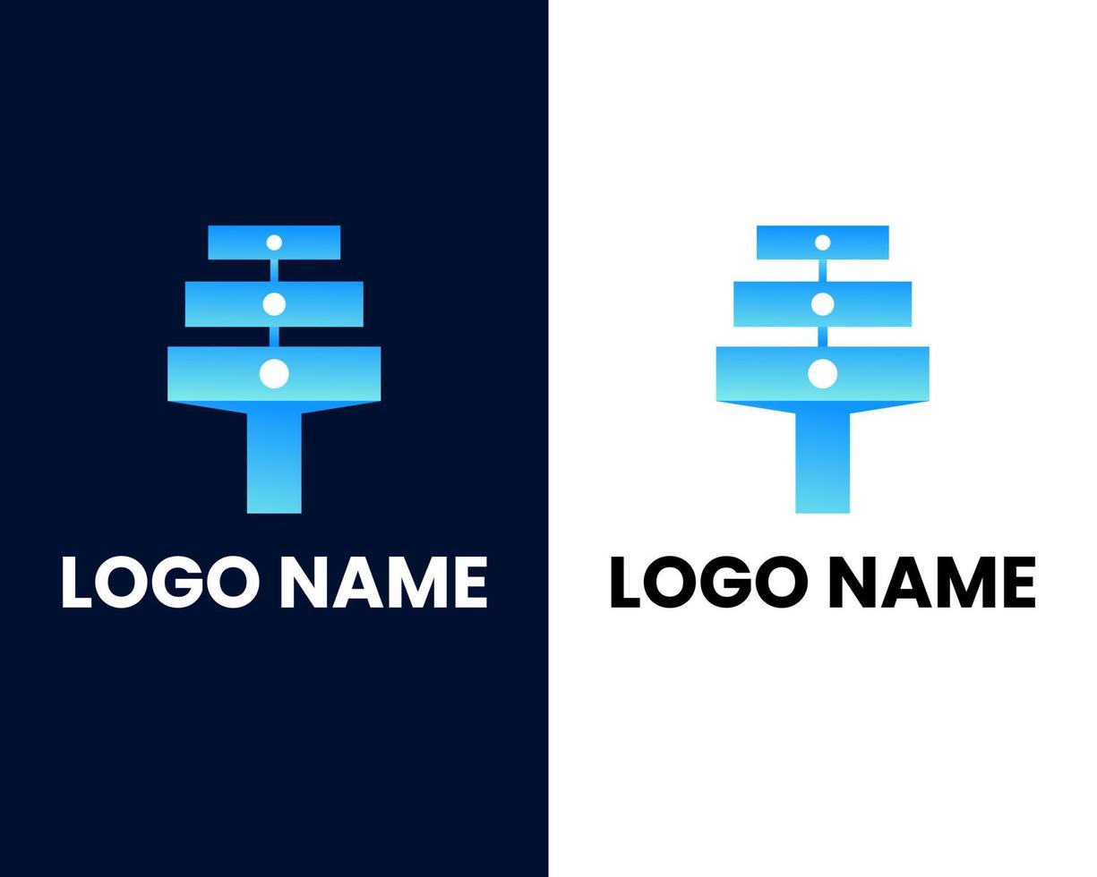 tower with tech modern business logo design template vector