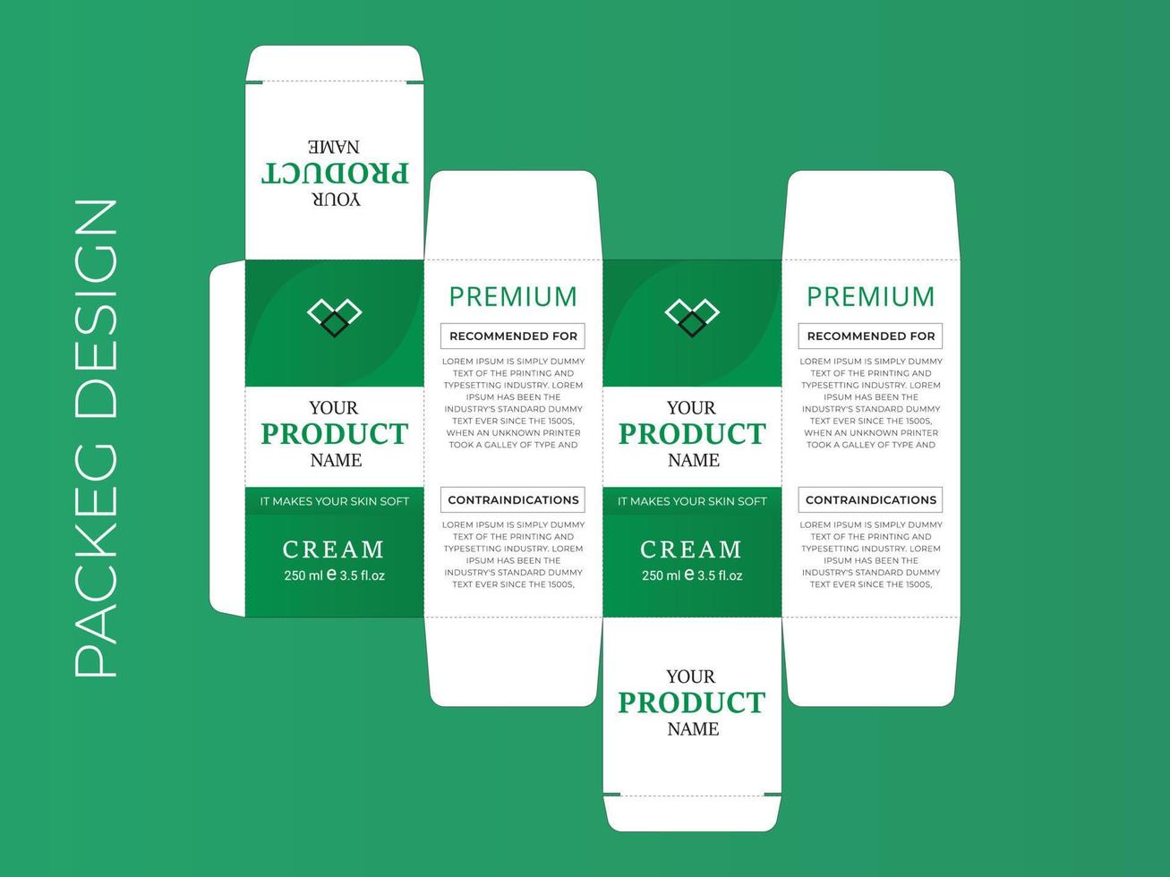 cream packaging design template vector