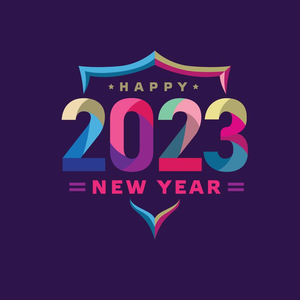 colorido diseño de saludo feliz año nuevo 2023 vector
