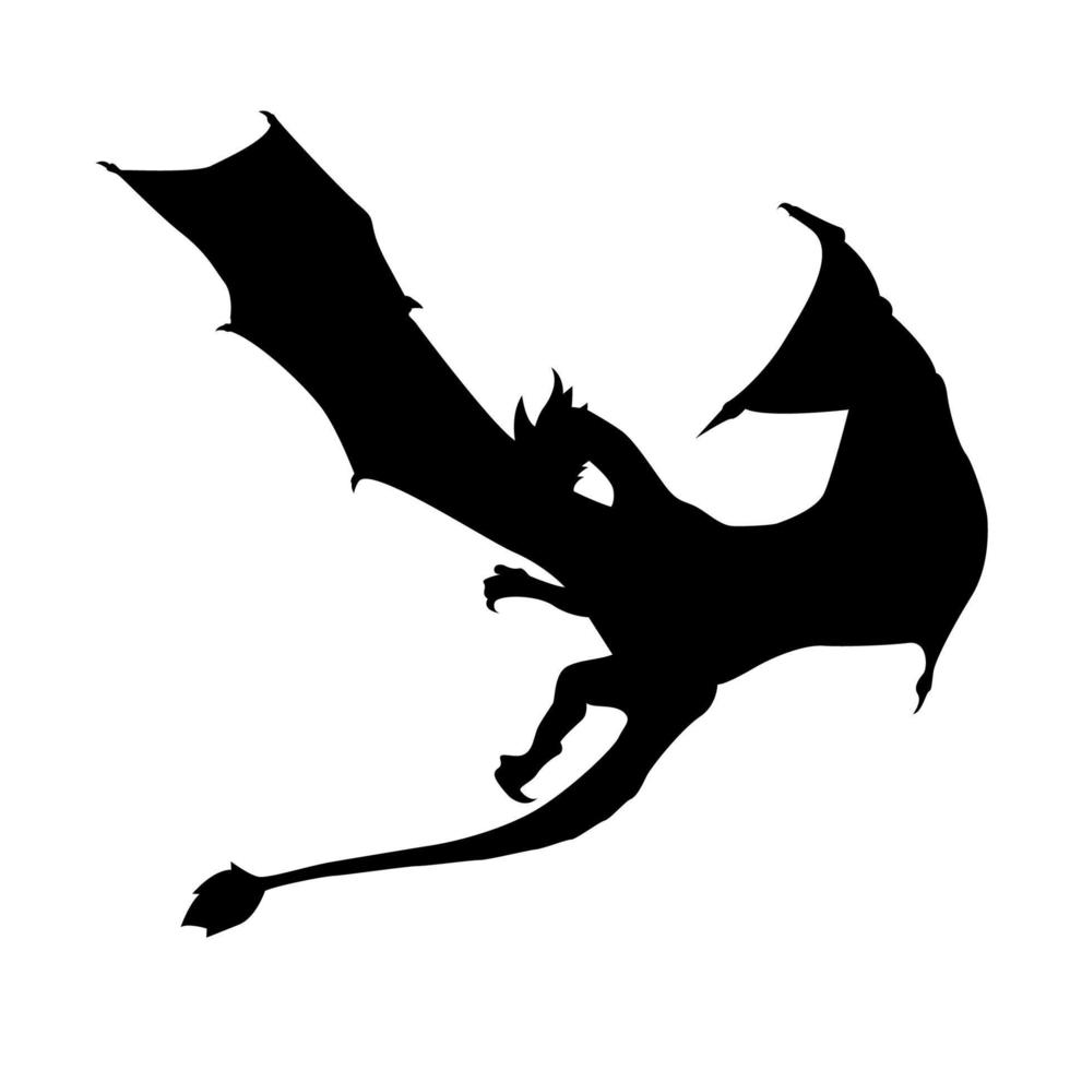Dragon silhouette. Vector of dragon silhouette. Black Dragon silhouette. mythology Animmal.