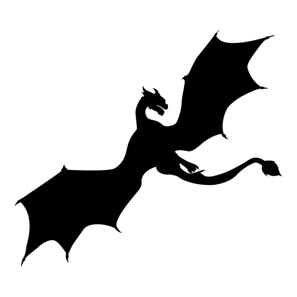 Dragon silhouette. Vector of dragon silhouette. Black Dragon silhouette. mythology Animmal.