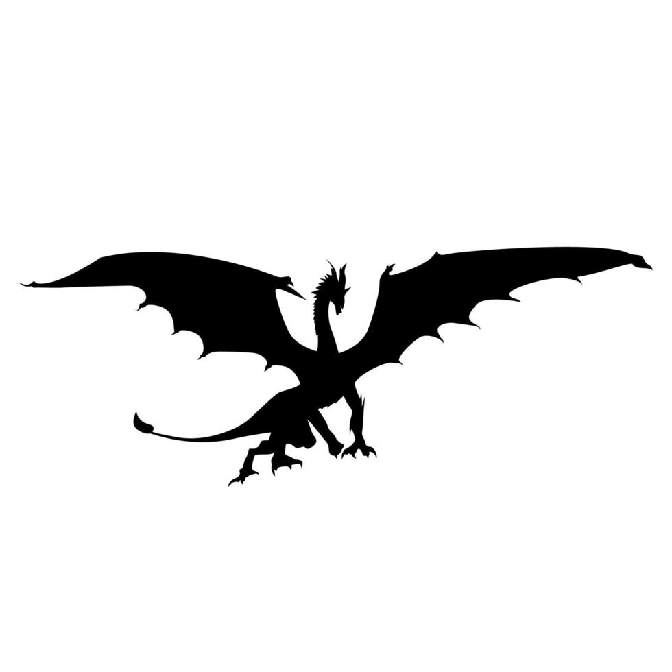 Dragon silhouette. Vector of dragon silhouette. Black Dragon silhouette. mythology Animmal.