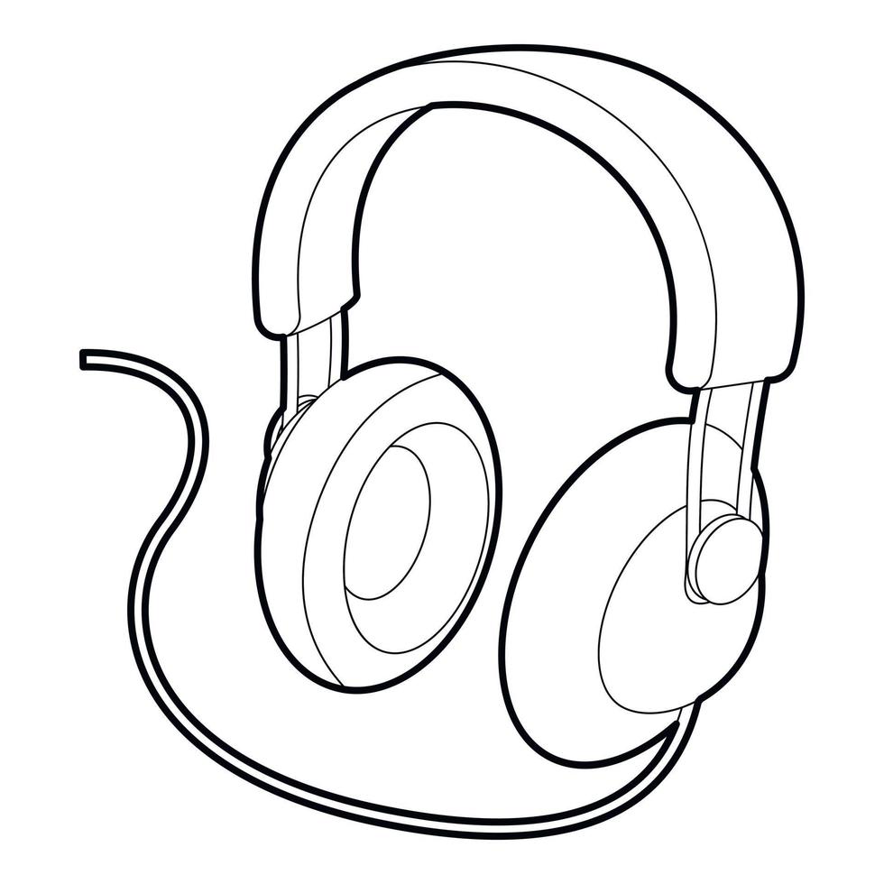 Headset icon, outline style vector