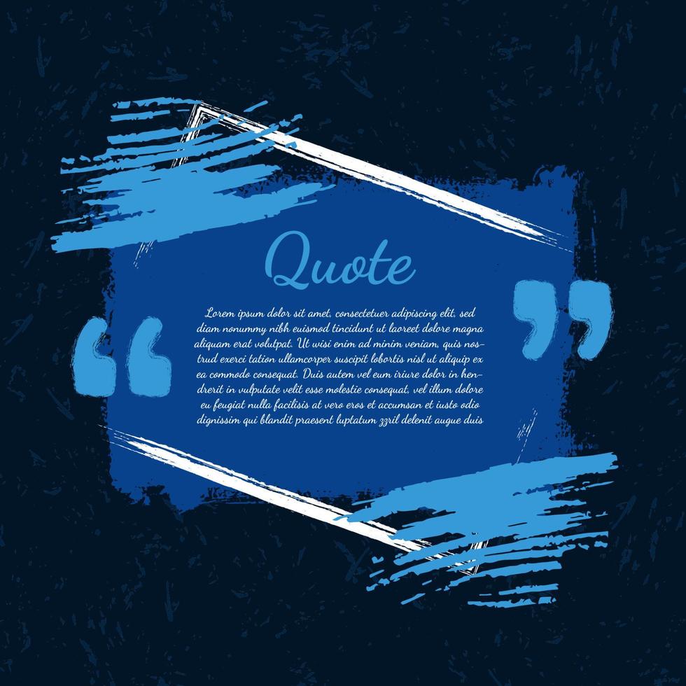 Blue modern communication quote frame with abstract brush stroke vector