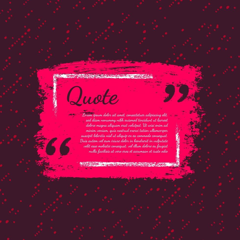 Red modern communication quote frame with abstract brush stroke vector