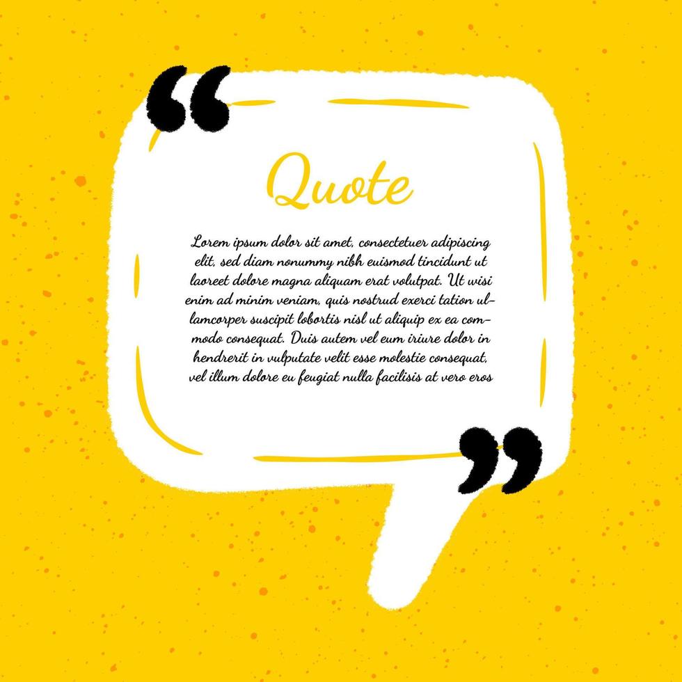 Yellow white modern communication quote frame with abstract brush stroke vector